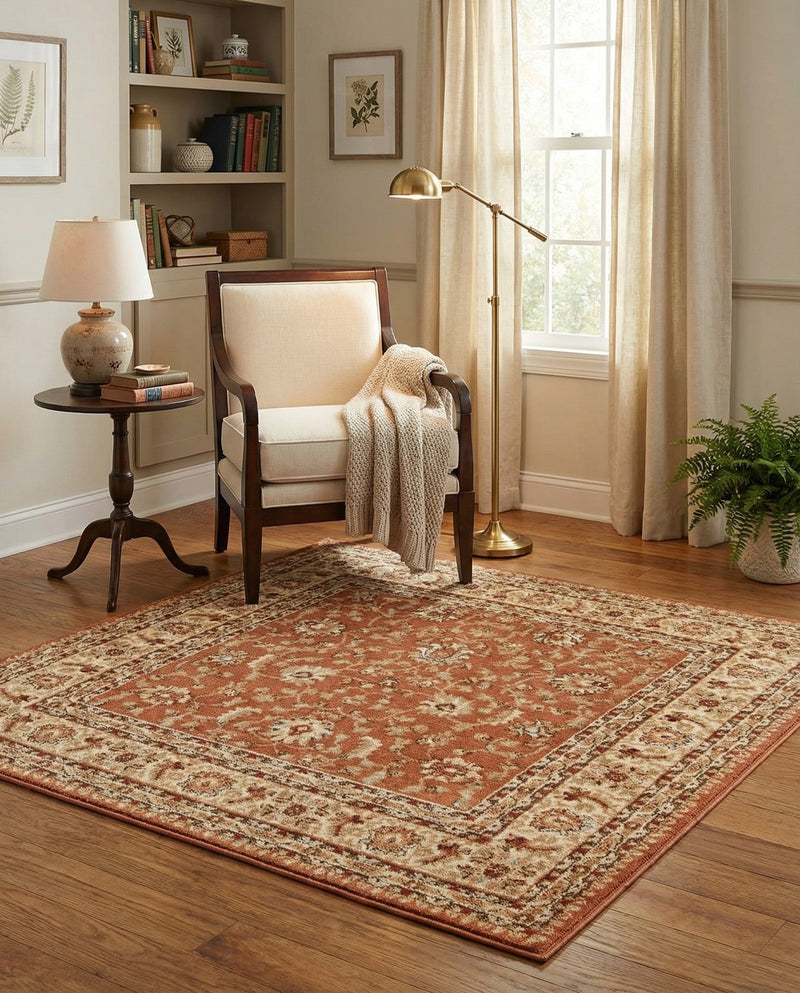 Jaipur Elegance Collection Area Rug -  Nahargarh (Brick Red Light Rose) Square Brick Red Light Rose  lifestyle 52