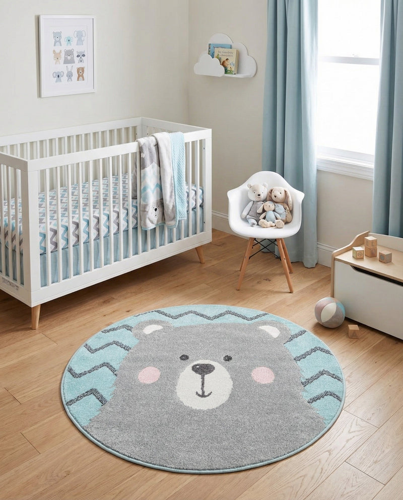 Wonder Tykes Collection Area Rug -  Whirlwind Round Blue  lifestyle 7