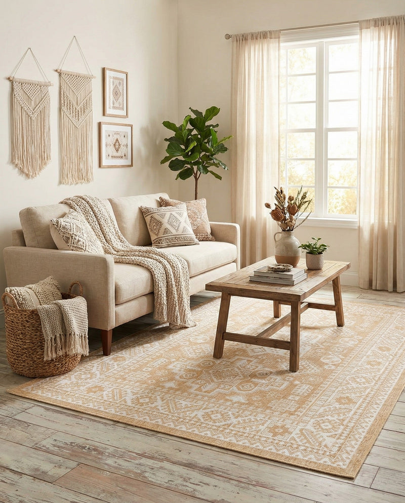 Tribal Terrace Treasures Collection Area Rug -  Incan Isle (Natural) Rectangle Natural  lifestyle 9