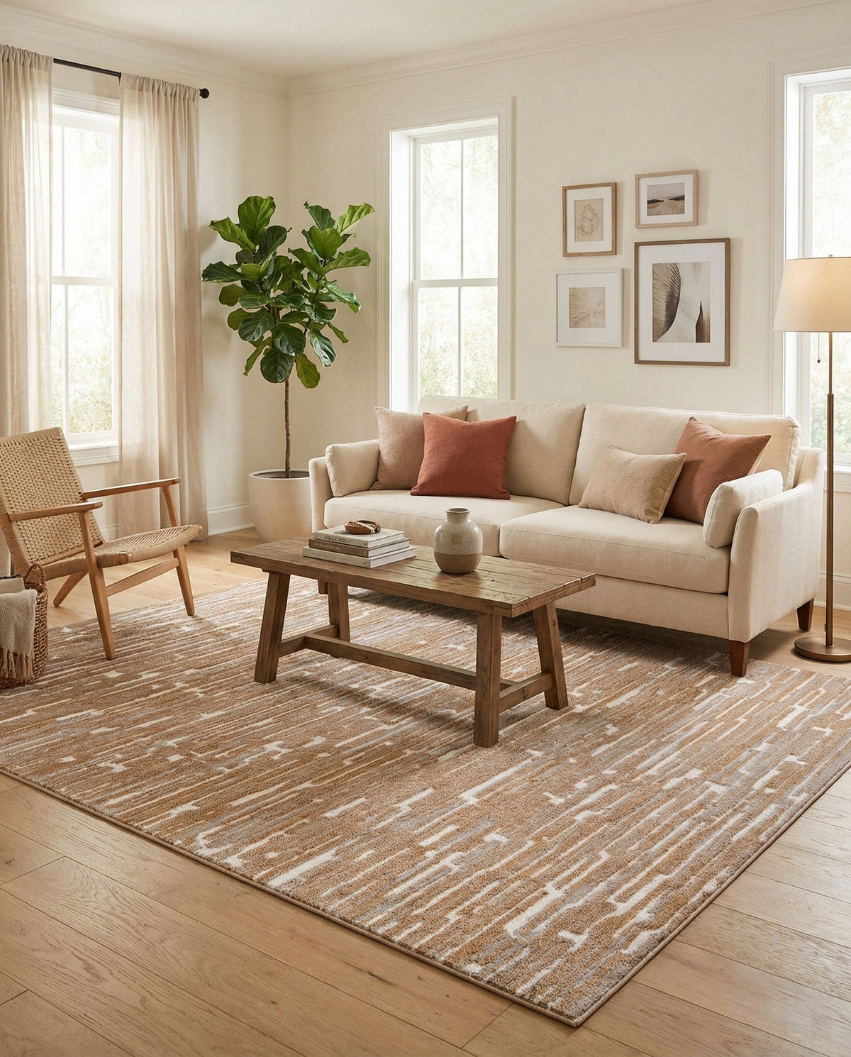 Sienna Collection Area Rug -  Rome Rectangle Caramel and Ivory  lifestyle 77