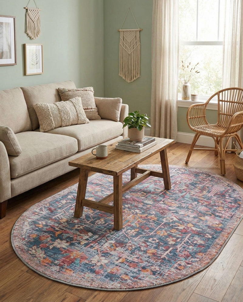 Zahara Oasis Collection Area Rug -  Nador Oval Navy Blue  lifestyle 76