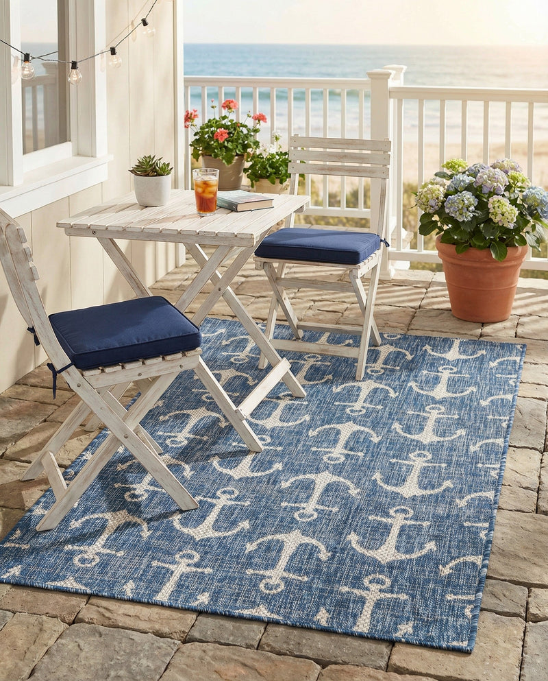 Seaside Haven Rugs Collection Area Rug - Sapphire (Blue) Rectangle Blue  lifestyle 15