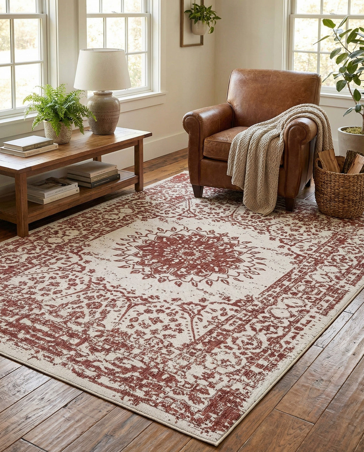 Patio Heritage Collection Area Rug -  Lafayette (Rust Red) Rectangle Rust Red  lifestyle 23