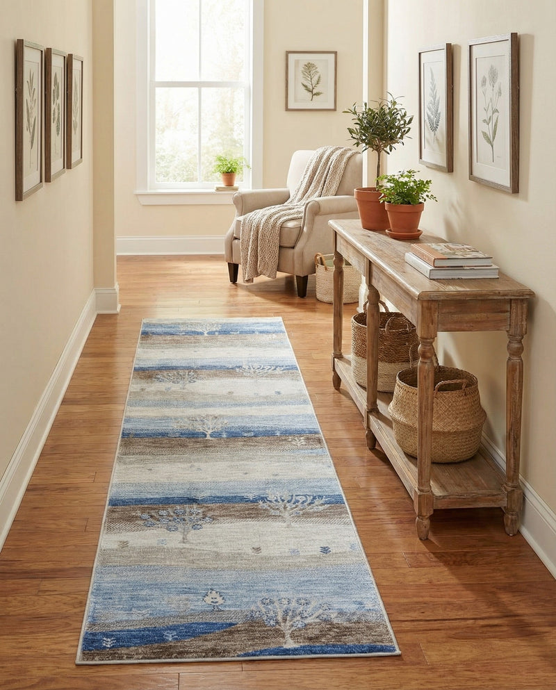 Zagros Shades Collection Area Rug -  Behbahan Runner Blue Gray  lifestyle 48
