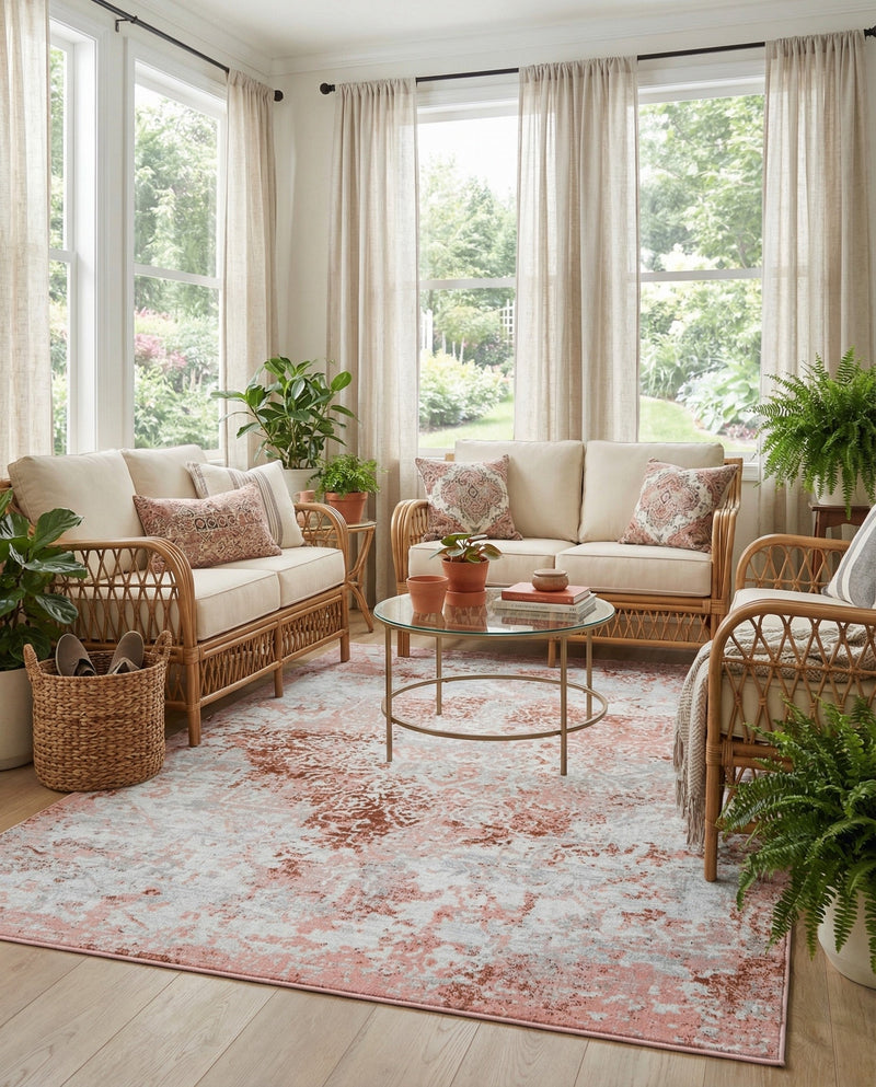 Aegean Elegance Washables Collection Area Rug -  Serifos Rectangle Rose Pink  lifestyle 44