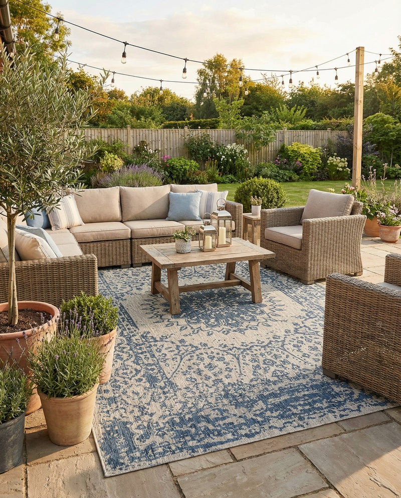 Patio Heritage Collection Area Rug -  Lafayette (Blue) Rectangle Blue  lifestyle 8