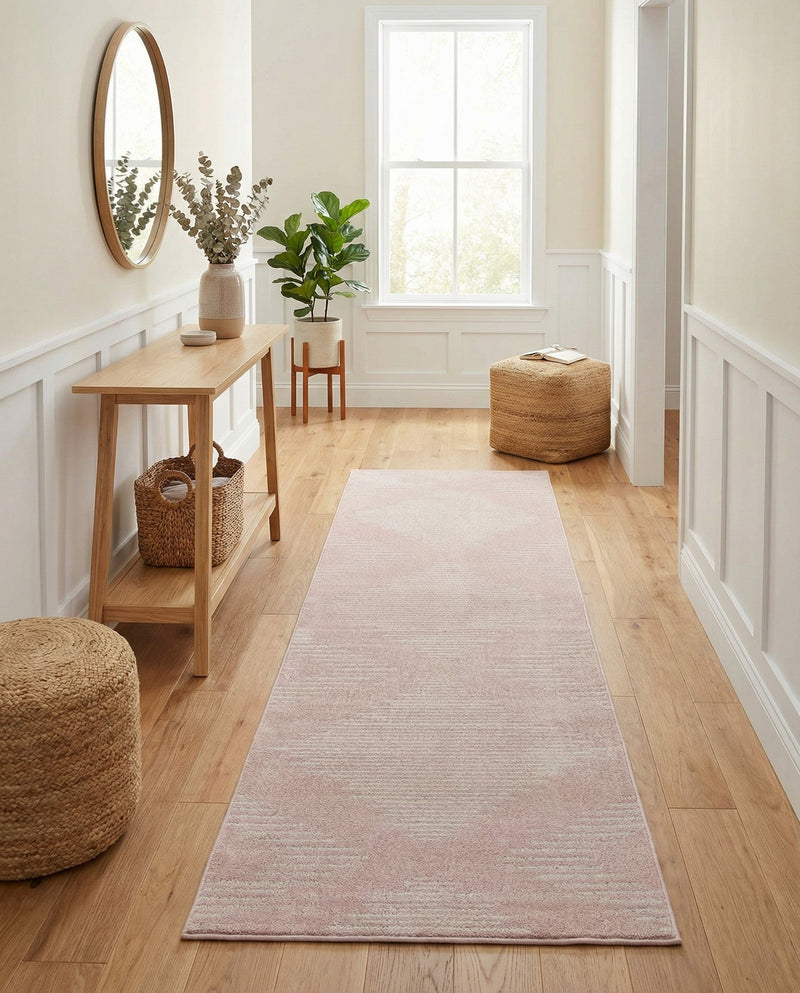Seychelles Stripes Collection Area Rug - Mahe (Pink) Runner Pink  lifestyle 19