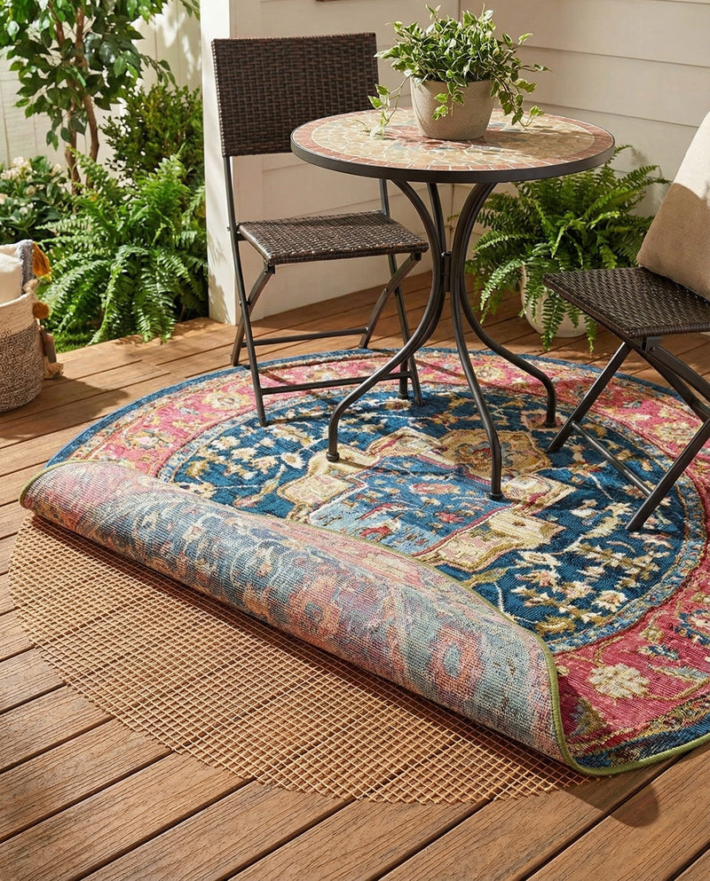 All-Weather Floor Shield Collection Rug Pad - Terracotta Round Brown  lifestyle 41