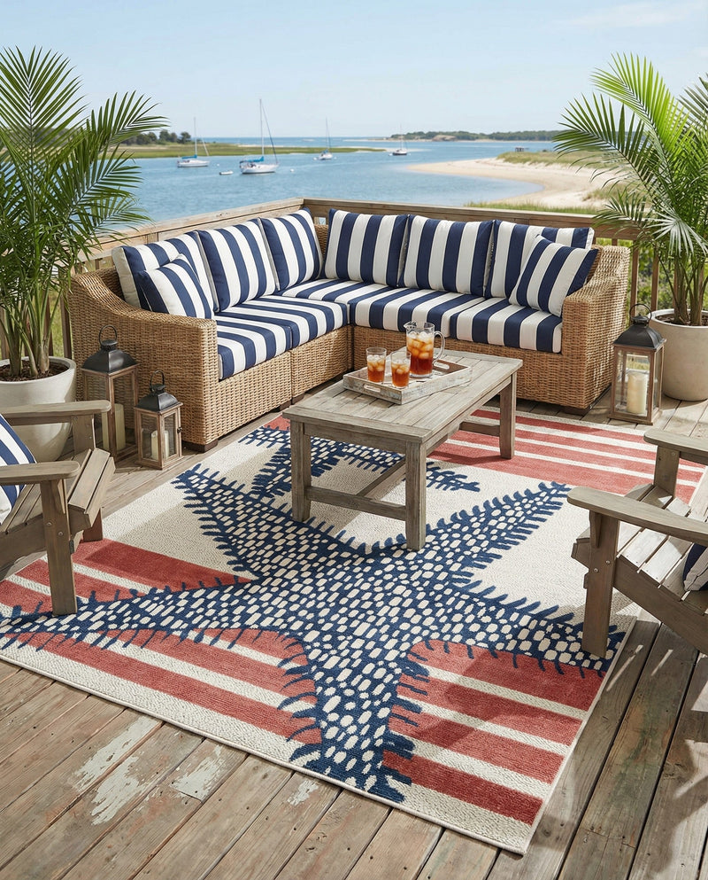 Caribbean Terrace Collection Area Rug -  Curacao Rectangle Ivory  lifestyle 8