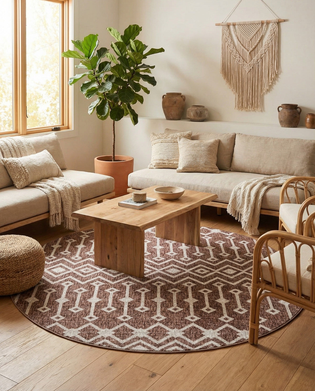 Geo Garden Lattice Collection Area Rug -  Andalusia Round Dusty Rose  lifestyle 228