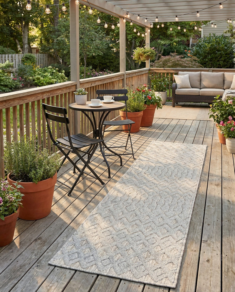 Garden Lattice Charm Collection Area Rug -  Pergola (Grey) Runner Grey  lifestyle 57