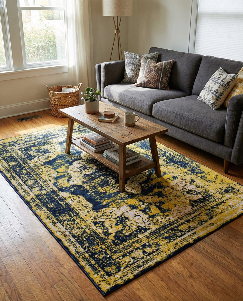 Riviera Elegance Collection Area Rug -  Menton (Navy Blue) Rectangle Navy Blue  lifestyle 26