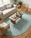 Savannah Pergola Collection Area Rug -  Pergola (Aqua) Oval Aqua  lifestyle 35