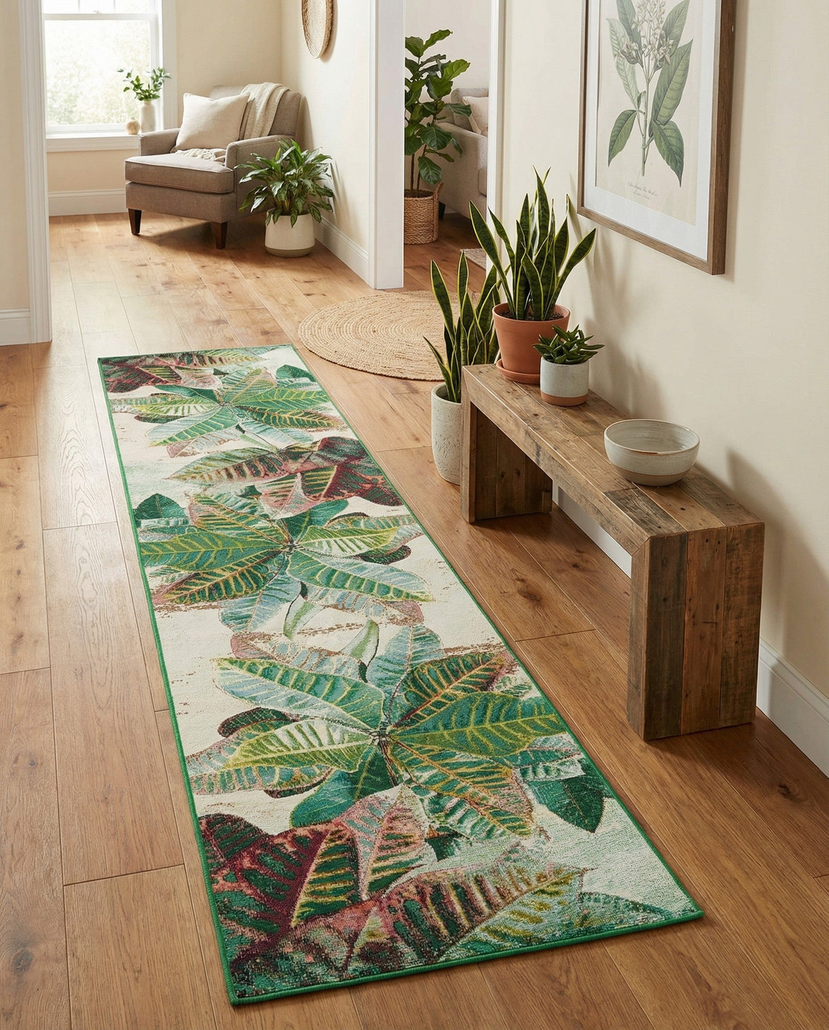 Seaside Blooms Collection Area Rug -  Fern Runner Multi  lifestyle 106