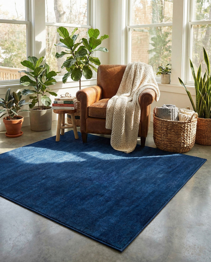 Soho Elegance Collection Area Rug - Chelsea (Navy Blue) Square Navy Blue  lifestyle 37