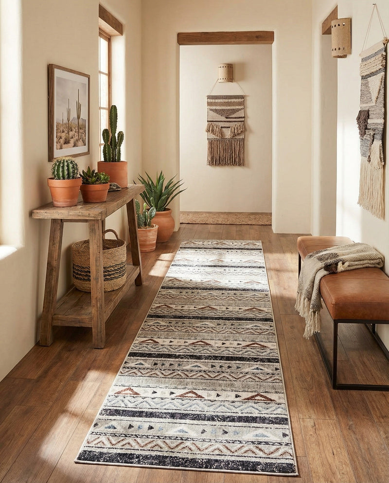 Desert Modern Eco Rug Series Collection Area Rug -  Arches Runner Gray  lifestyle 51