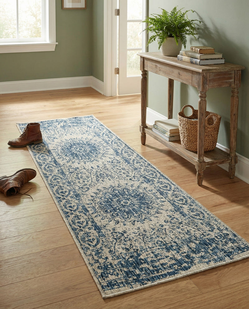 Patio Heritage Collection Area Rug -  Lafayette (Blue) Runner Blue  lifestyle 20