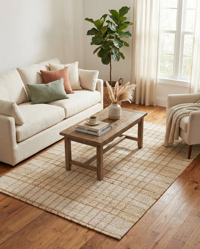 Sequoia Handwoven Jute Collection Area Rug - Charleston Rectangle Ivory  lifestyle 14