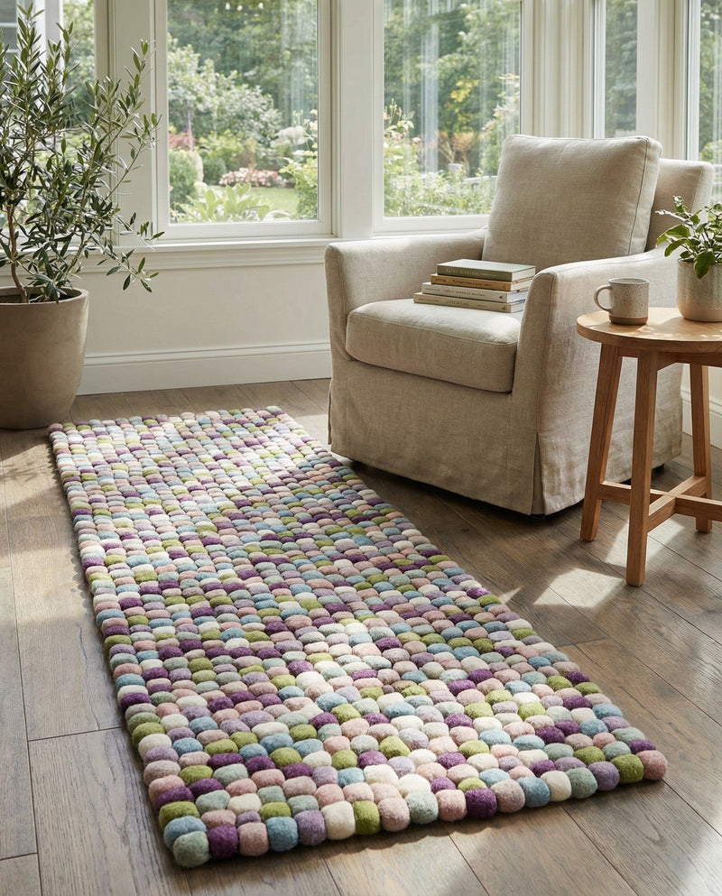 Woolen Sphere Collection Area Rug - Orbsburg (Pink and Purple) Runner Pink and Purple  lifestyle 32