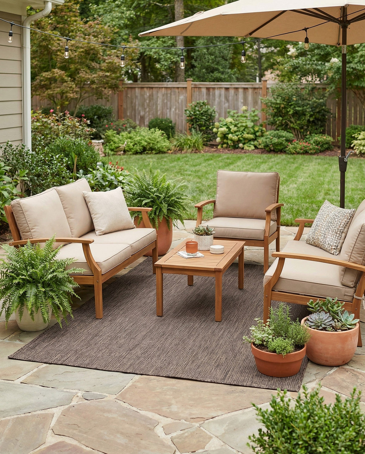 Seaside Serenity Collection Area Rug - Veranda (Light Brown) Rectangle Light Brown  lifestyle 19