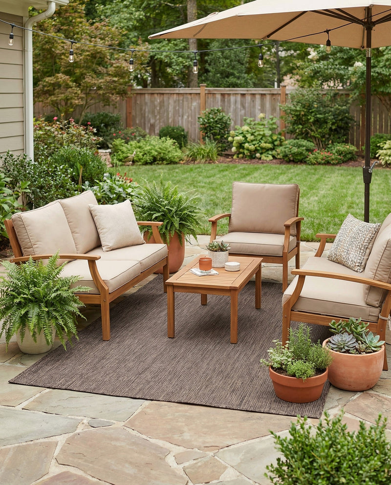 Seaside Serenity Collection Area Rug - Veranda (Light Brown) Rectangle Light Brown  lifestyle 19