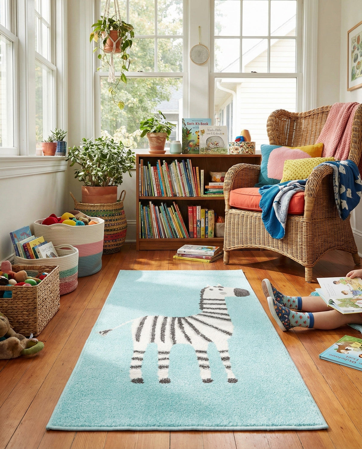 Wonder Tykes Collection Area Rug -  Vibrant Runner Teal  lifestyle 33