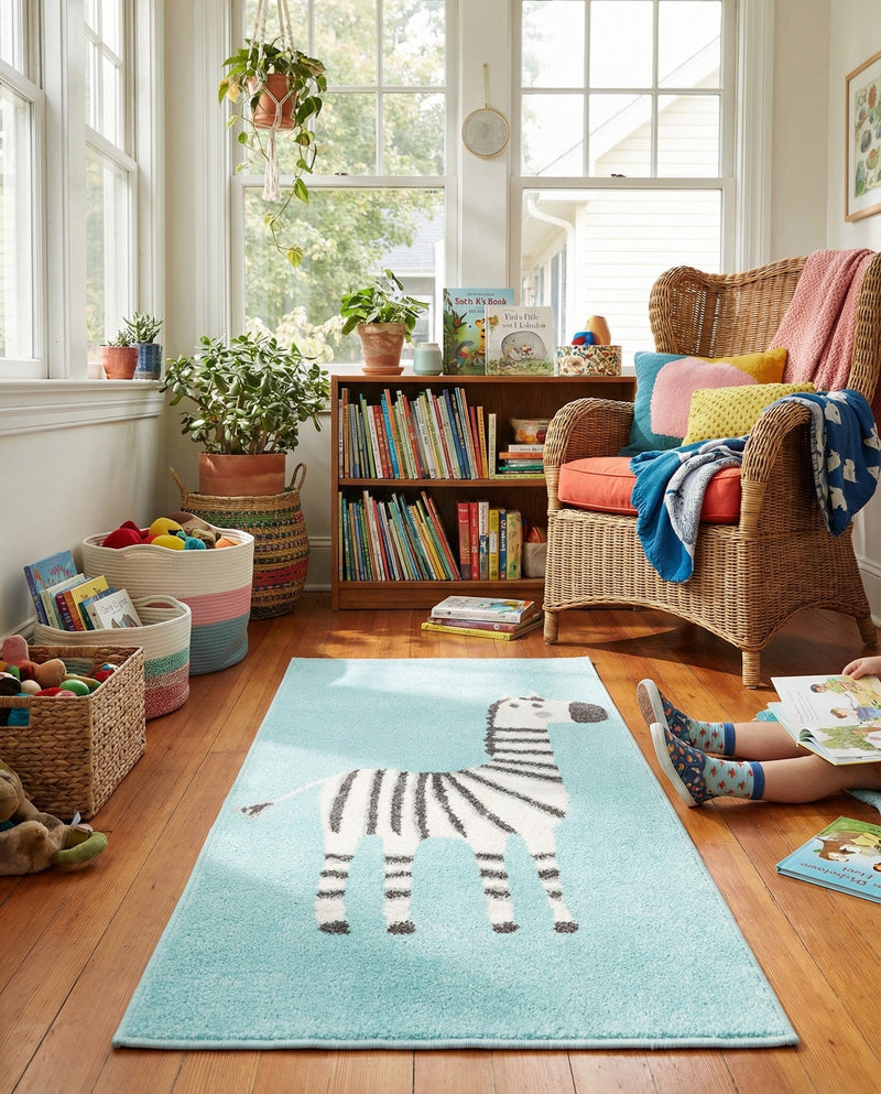 Wonder Tykes Collection Area Rug -  Vibrant Runner Teal  lifestyle 33