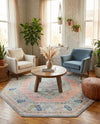 Savannah Series Collection Area Rug -  Augusta (Pink) Octagon Pink  lifestyle 65