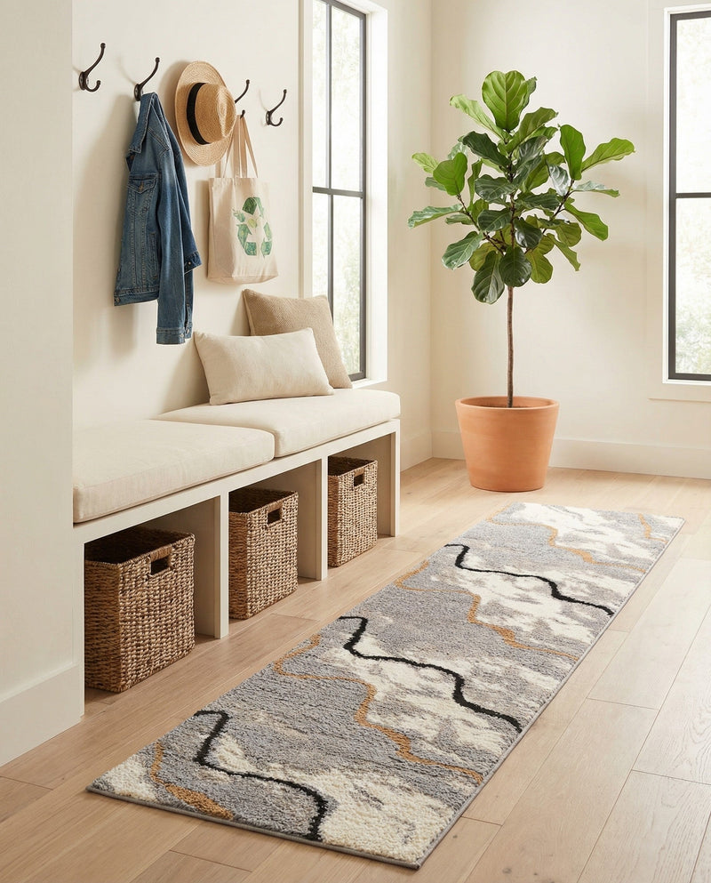 Sienna Collection Area Rug -  Tuscany Runner Gray and Ivory  lifestyle 50