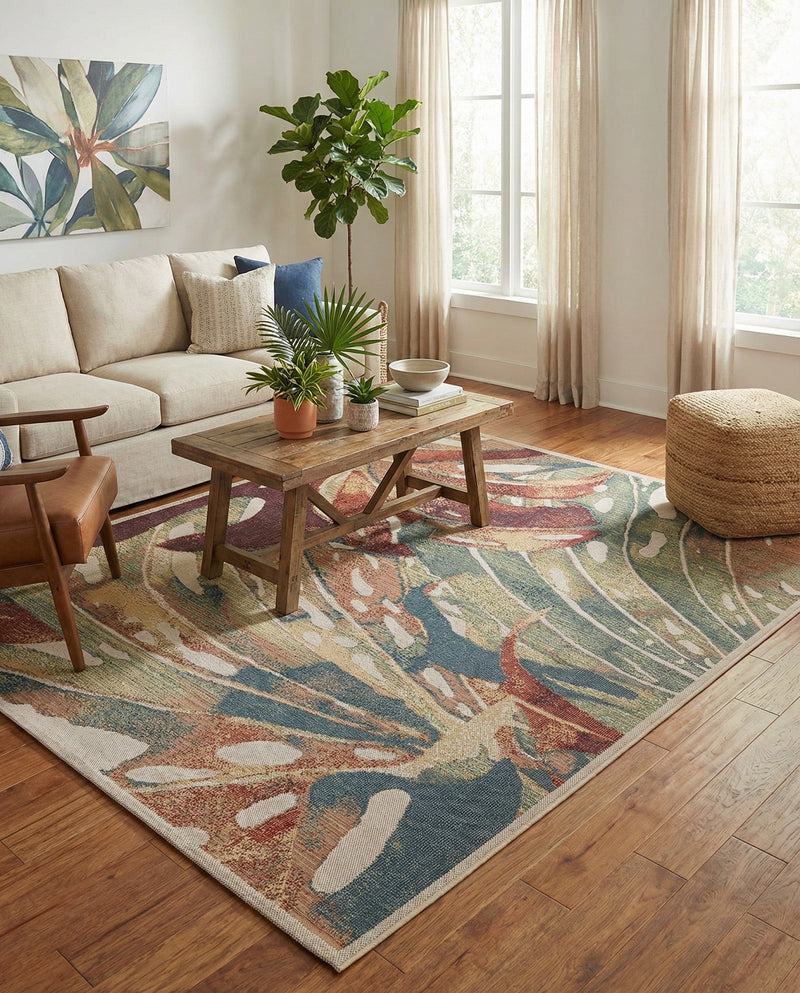 Coastal Terrace Collection Area Rug -  Wavecrest Rectangle Multi  lifestyle 33