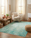 Bazaar Chic Collection Area Rug -  Taza Rectangle Turquoise  lifestyle 17