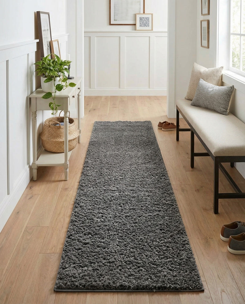 Cozy Comfort Shag Collection Area Rug - Haven (Pebble Gray) Runner Pebble Gray  lifestyle 38