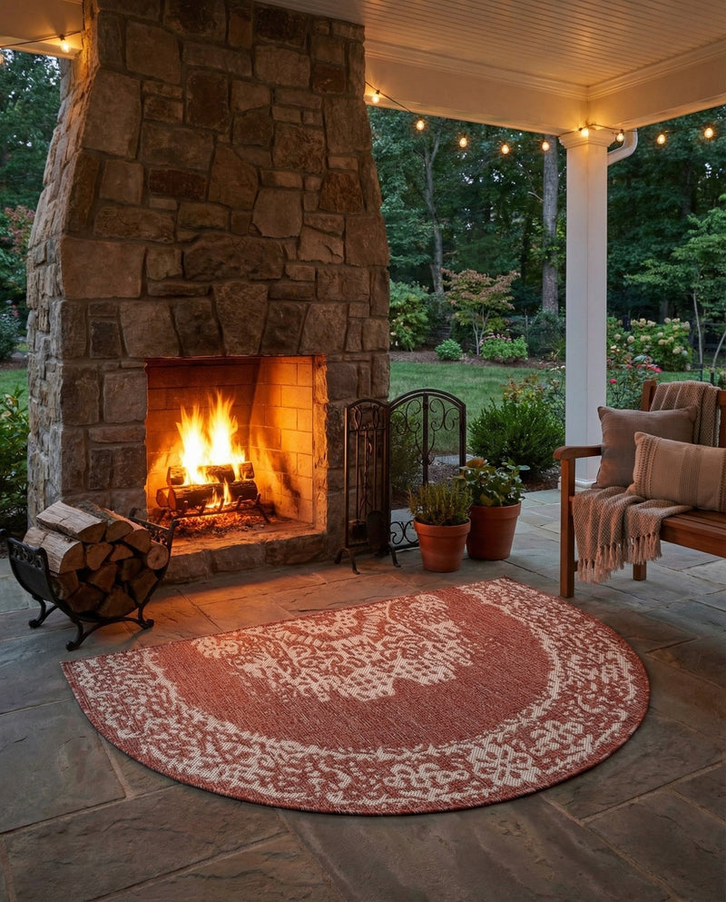 Patio Heritage Collection Area Rug - Savannah (Rust Red) Hearth Rust Red  lifestyle 58