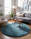 Eternal Plush Oasis Collection Area Rug -  Tranquility (Aegean Blue) Round Aegean Blue  lifestyle 42
