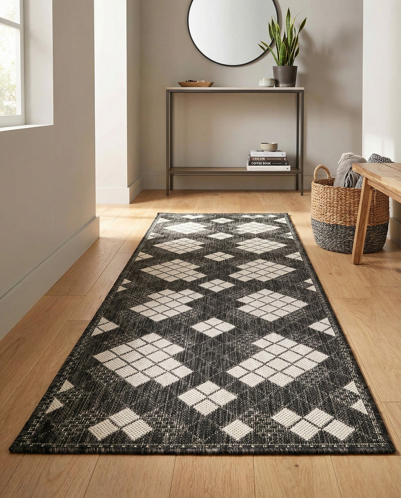 Urban Terrace Collection Area Rug -  Williamsburg Runner Black and White  lifestyle 40