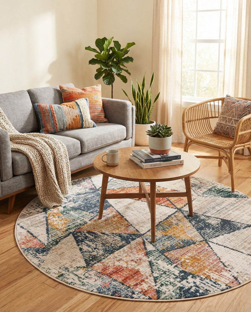 Jewel Oasis Collection Area Rug -  Topaz Round Multi  lifestyle 62