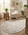 Parisian Elegance Collection Area Rug - Versailles (Ivory) Oval Ivory  lifestyle 47