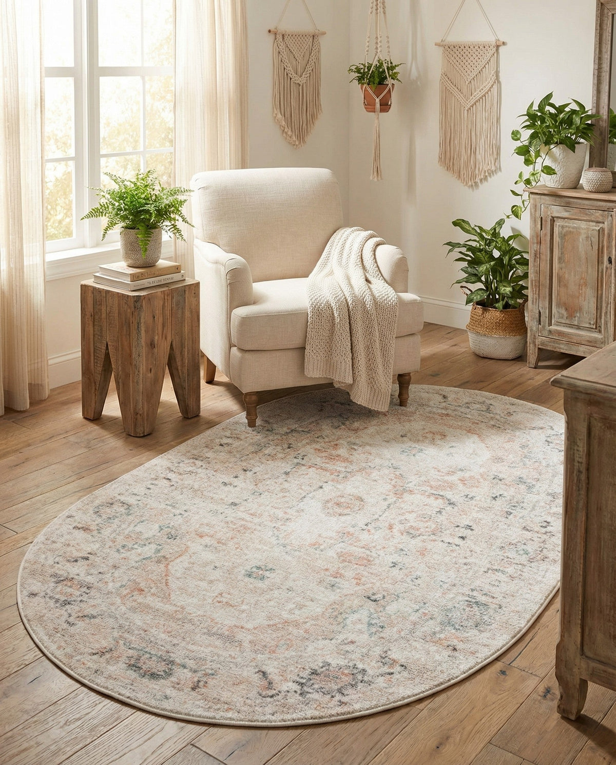 Parisian Elegance Collection Area Rug - Versailles (Ivory) Oval Ivory  lifestyle 47