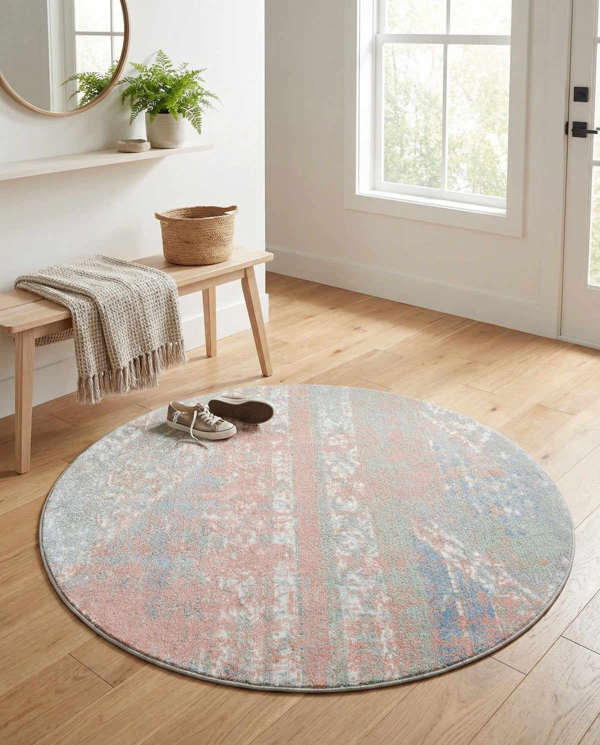 Aegean Elegance Washables Collection Area Rug -  Zakynthos Round Multi  lifestyle 131