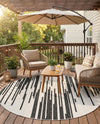 Urban Terrace Collection Area Rug -  Riverside Round Black and White  lifestyle 49
