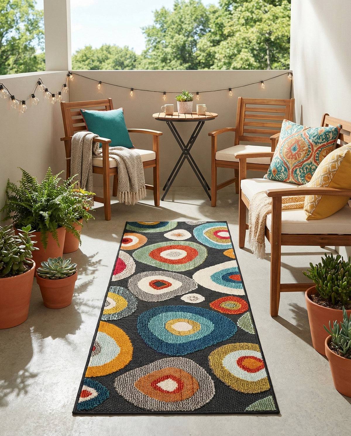 Outdoor Marrakesh Collection Area Rug -  Chefchaouen Runner Multi Black  lifestyle 116
