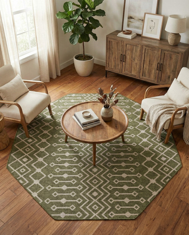 Savannah Pergola Collection Area Rug -  Pergola (Green) Octagon Green  lifestyle 46