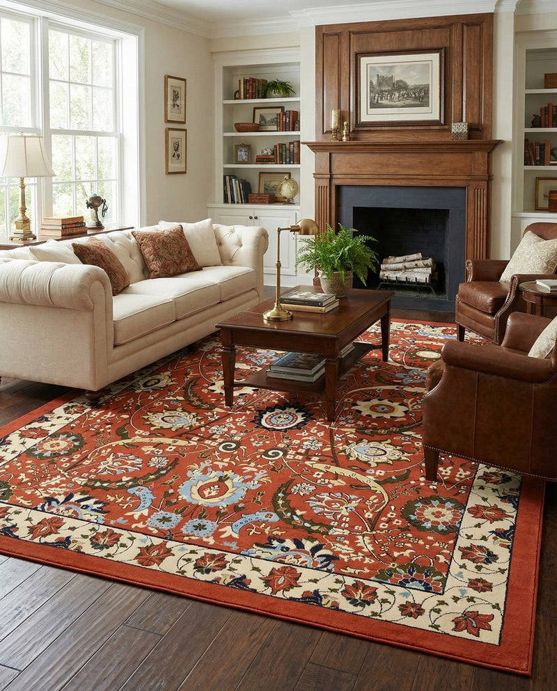Tabriz Tapestry Collection Area Rug - Sahand (Terracotta) Rectangle Terracotta  lifestyle 22