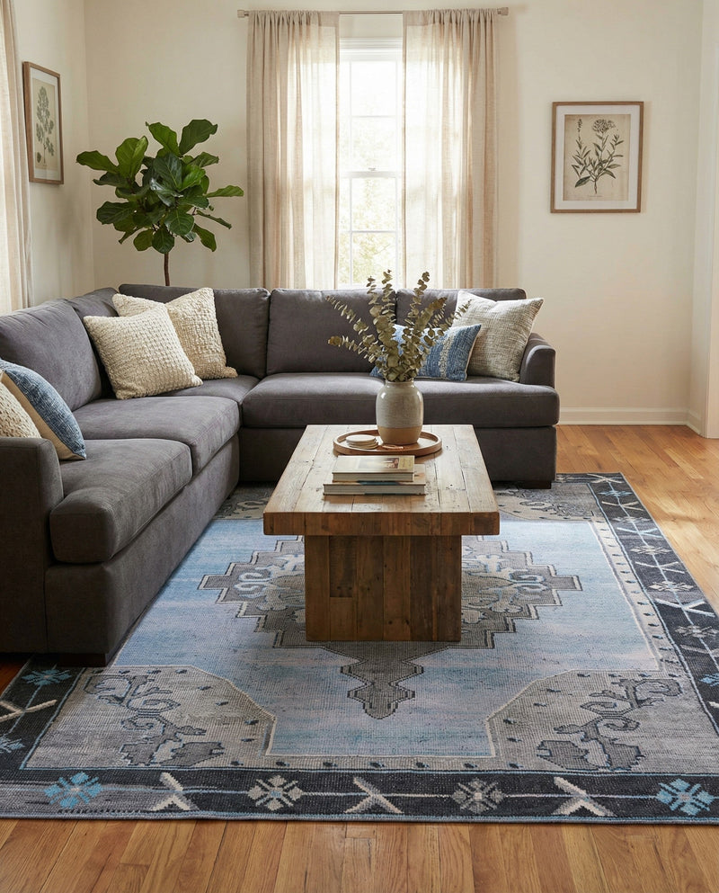 Heritage Elegance Collection Area Rug -  Winterthur (Blue Gray) Rectangle Blue Gray  lifestyle 16