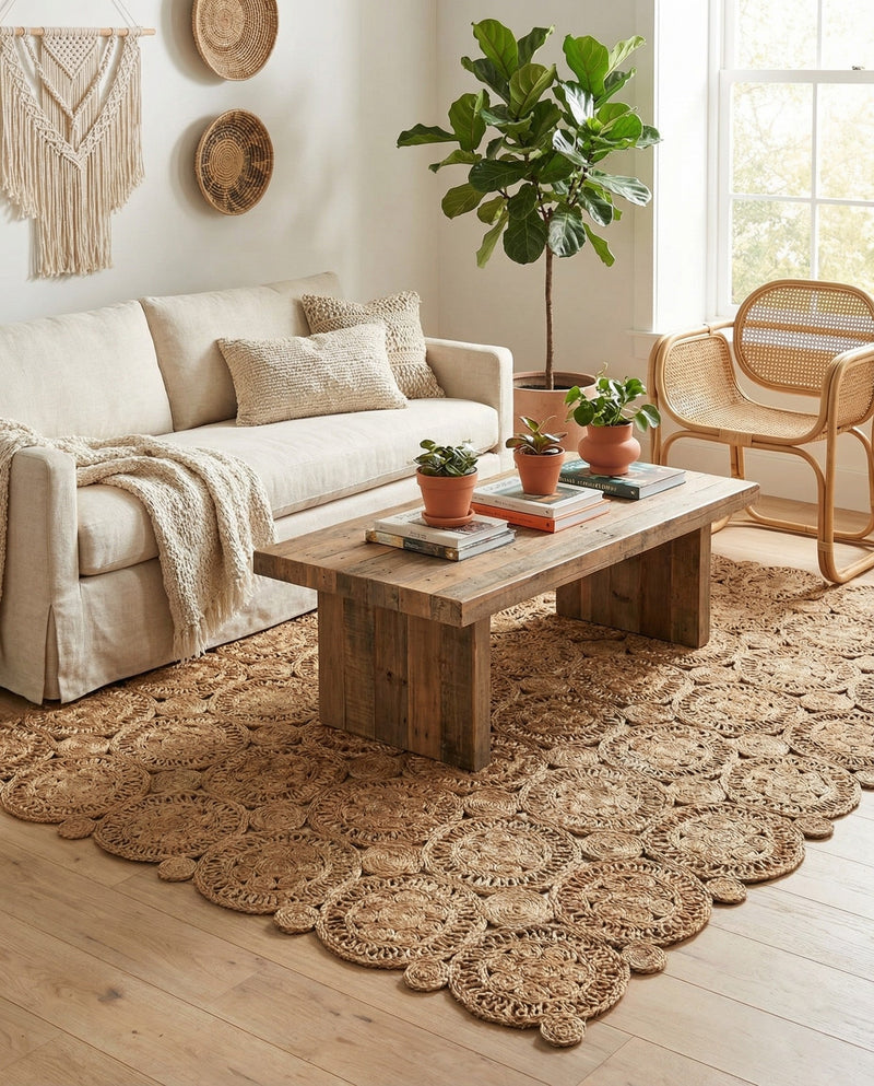 Woven Seaside Jute Collection Area Rug - Whittaker Square Natural  lifestyle 43