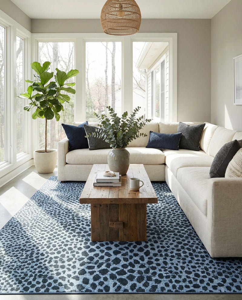 Aegean Elegance Washables Collection Area Rug -  Mykonos Rectangle Navy Blue  lifestyle 58