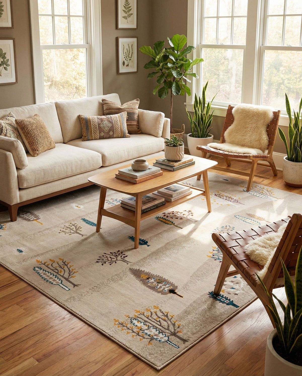Coastal Haven Collection Area Rug -  Surfside Square Ivory  lifestyle 120