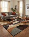 Bistro Lounge Collection Area Rug -  Latte Square Multi  lifestyle 72