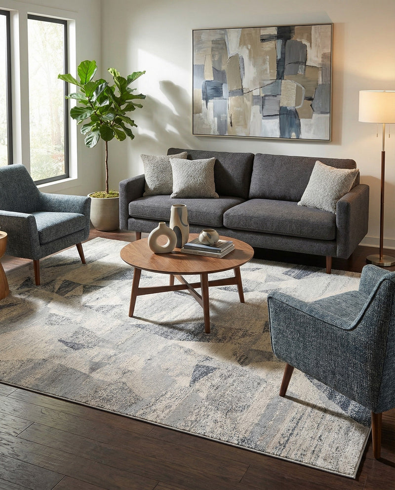 Aegean Elegance Collection Area Rug -  Crete Rectangle Gray  lifestyle 5
