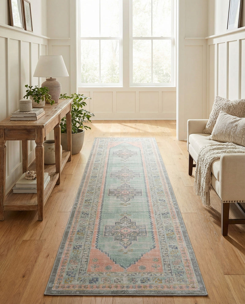 Savannah Series Collection Area Rug -  Augusta (Pink) Runner Pink  lifestyle 80